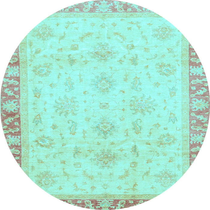 Round Machine Washable Abstract Light Blue Modern Rug, wshabs3464lblu