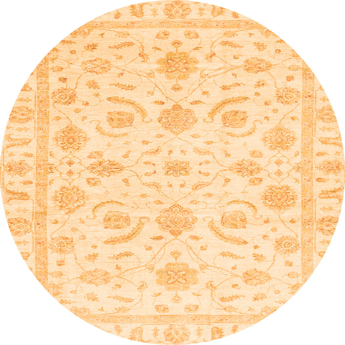 Round Machine Washable Oriental Orange Traditional Area Rugs, wshabs3465org