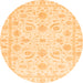 Round Machine Washable Oriental Orange Traditional Area Rugs, wshabs3465org