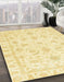 Machine Washable Abstract Sun Yellow Rug in a Family Room, wshabs3465