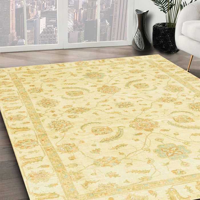 Machine Washable Abstract Sun Yellow Rug in a Family Room, wshabs3465