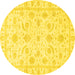 Round Oriental Yellow Traditional Rug, abs3465yw