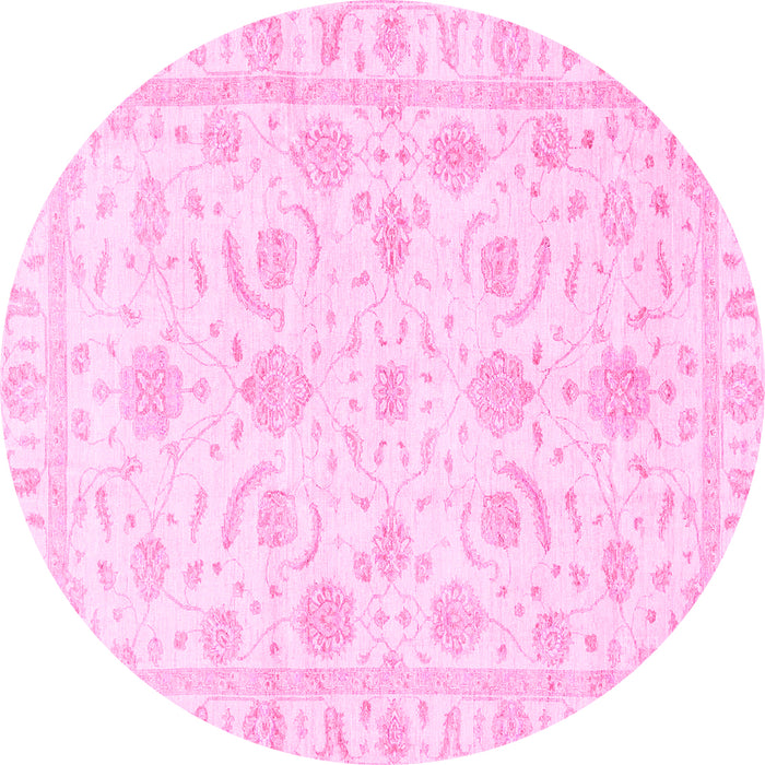 Round Oriental Pink Traditional Rug, abs3465pnk