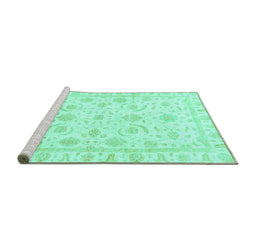 Sideview of Machine Washable Oriental Turquoise Traditional Area Rugs, wshabs3465turq