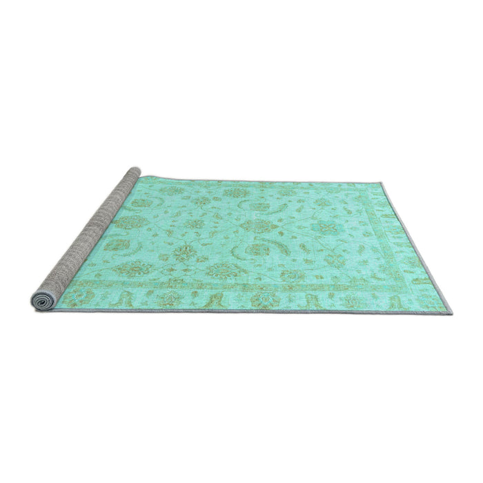 Sideview of Machine Washable Oriental Light Blue Traditional Rug, wshabs3465lblu
