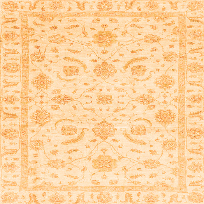 Square Machine Washable Oriental Orange Traditional Area Rugs, wshabs3465org