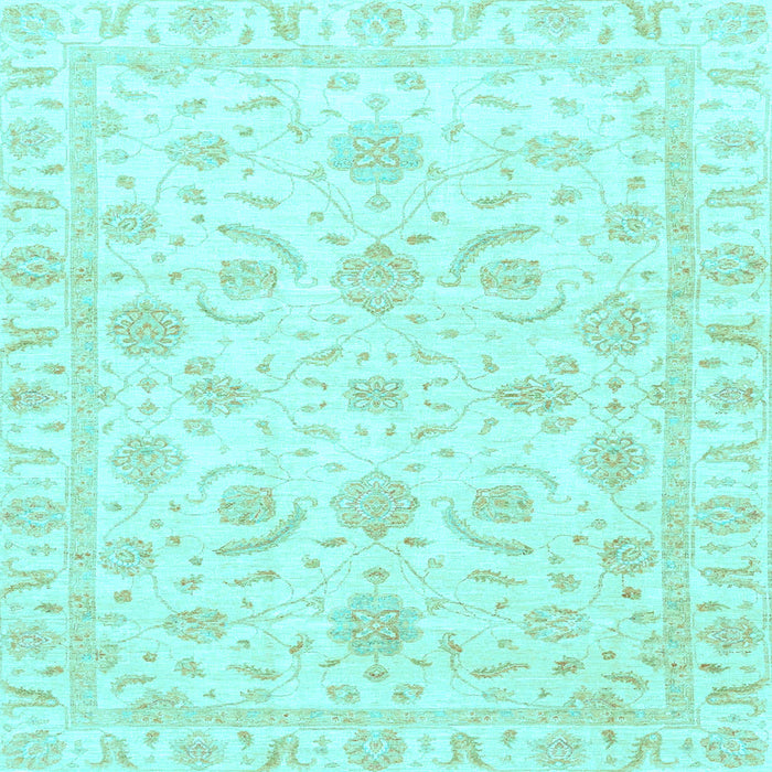 Square Machine Washable Oriental Light Blue Traditional Rug, wshabs3465lblu