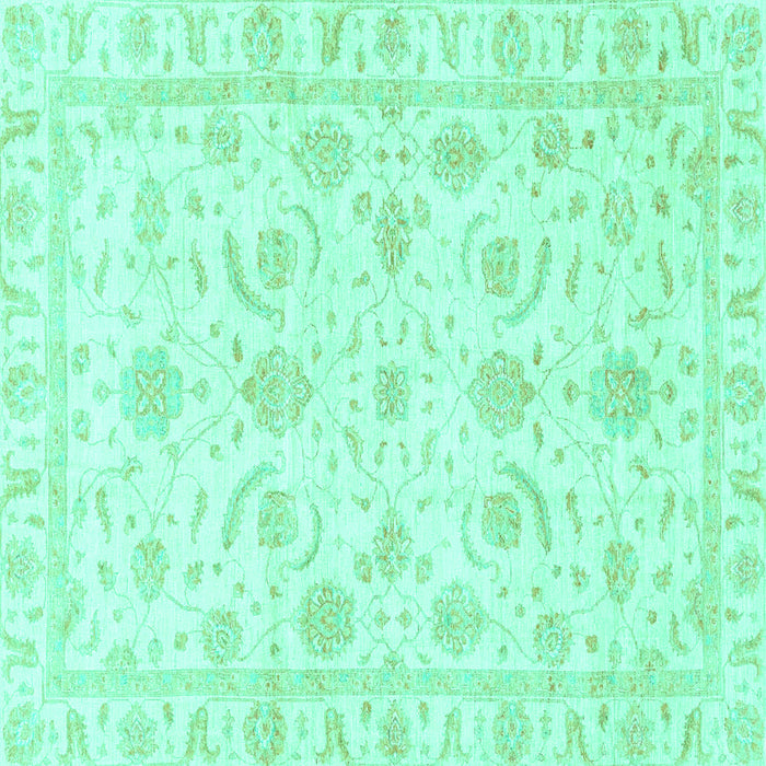 Square Oriental Turquoise Traditional Rug, abs3465turq