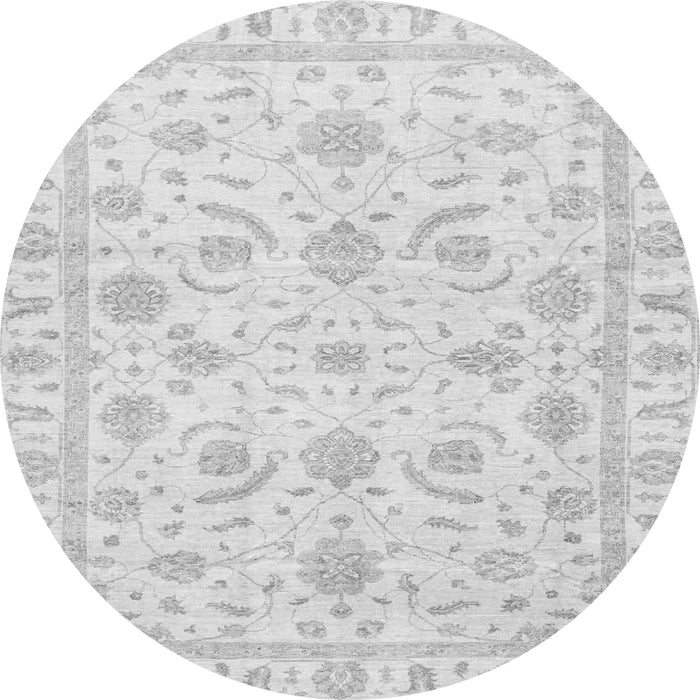 Round Machine Washable Oriental Gray Traditional Rug, wshabs3465gry