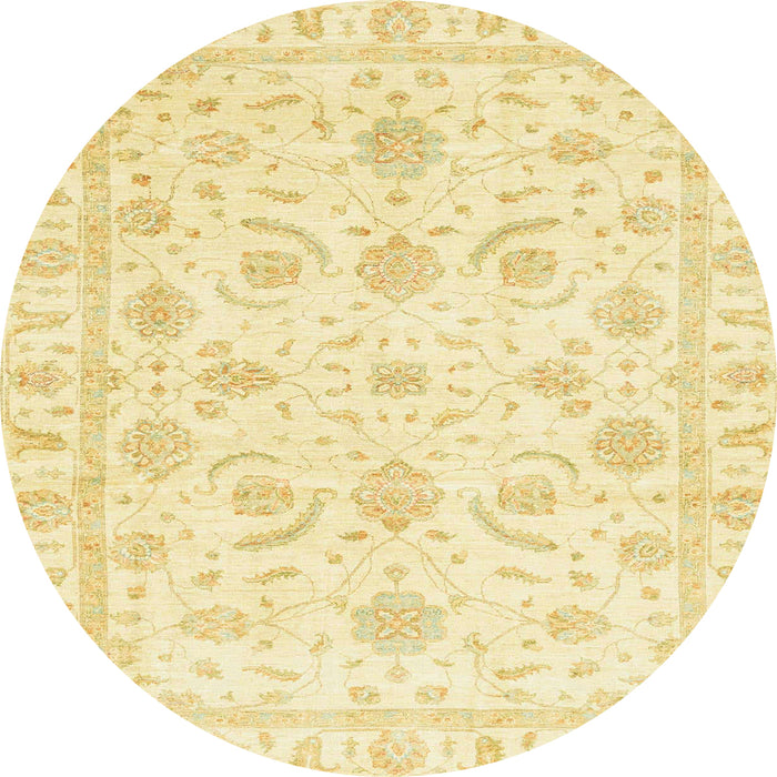 Round Machine Washable Abstract Sun Yellow Rug, wshabs3465