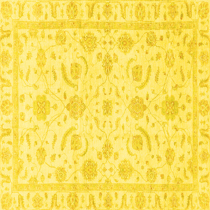 Square Machine Washable Oriental Yellow Traditional Rug, wshabs3465yw