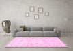 Machine Washable Oriental Pink Traditional Rug in a Living Room, wshabs3465pnk