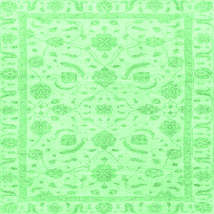 Square Machine Washable Oriental Emerald Green Traditional Area Rugs, wshabs3465emgrn