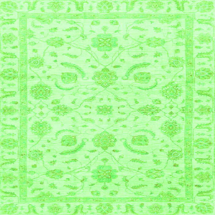 Square Oriental Green Traditional Rug, abs3465grn