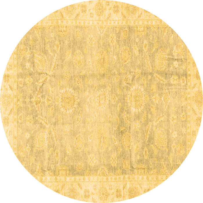 Round Oriental Brown Traditional Rug, abs3466brn