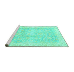 Sideview of Machine Washable Oriental Turquoise Traditional Area Rugs, wshabs3466turq