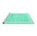 Sideview of Machine Washable Oriental Turquoise Traditional Area Rugs, wshabs3466turq