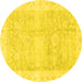 Round Oriental Yellow Traditional Rug, abs3466yw