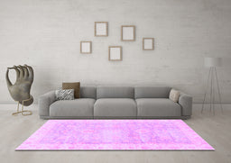 Machine Washable Oriental Purple Traditional Area Rugs in a Living Room, wshabs3466pur