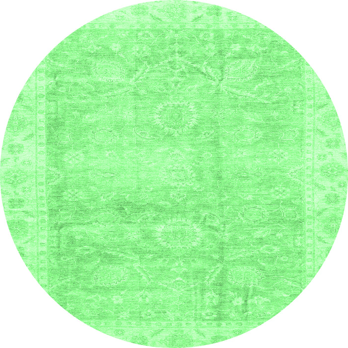 Round Oriental Emerald Green Traditional Rug, abs3466emgrn