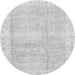 Round Machine Washable Oriental Gray Traditional Rug, wshabs3466gry