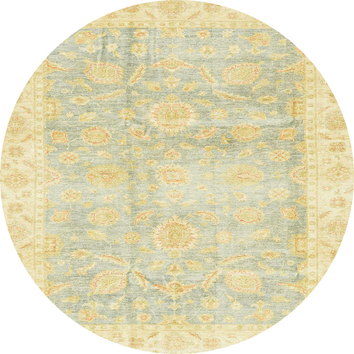 Round Abstract Yellow Oriental Rug, abs3466