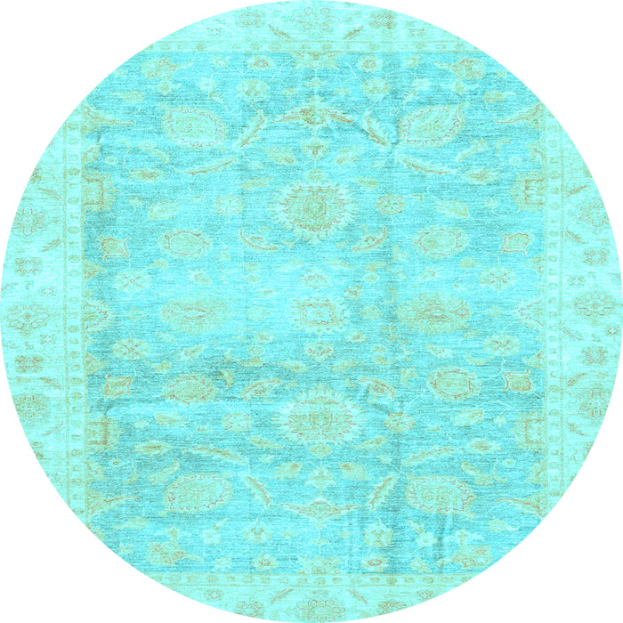Round Oriental Light Blue Traditional Rug, abs3466lblu