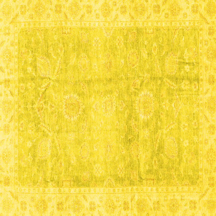 Square Machine Washable Oriental Yellow Traditional Rug, wshabs3466yw
