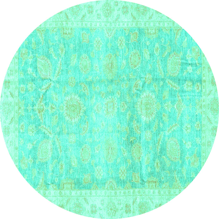 Round Oriental Turquoise Traditional Rug, abs3466turq