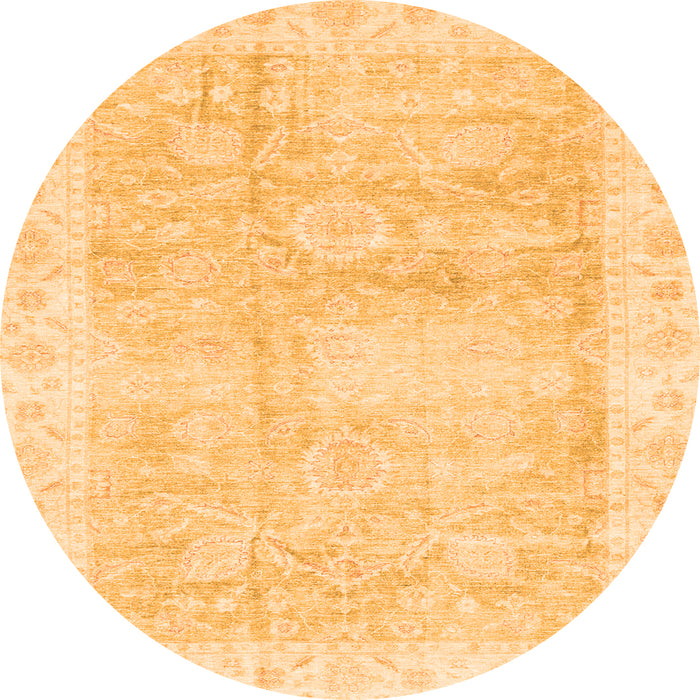 Round Machine Washable Oriental Orange Traditional Area Rugs, wshabs3466org