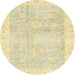 Round Machine Washable Abstract Yellow Rug, wshabs3466