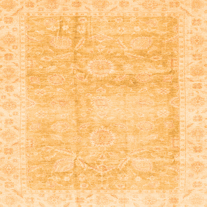 Square Machine Washable Oriental Orange Traditional Area Rugs, wshabs3466org