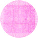 Round Oriental Pink Traditional Rug, abs3467pnk