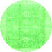 Round Oriental Green Traditional Rug, abs3467grn