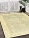 Machine Washable Abstract Sun Yellow Rug in a Family Room, wshabs3467