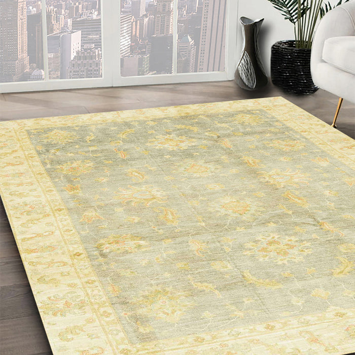 Machine Washable Abstract Sun Yellow Rug in a Family Room, wshabs3467