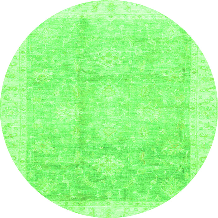 Round Machine Washable Oriental Green Traditional Area Rugs, wshabs3467grn