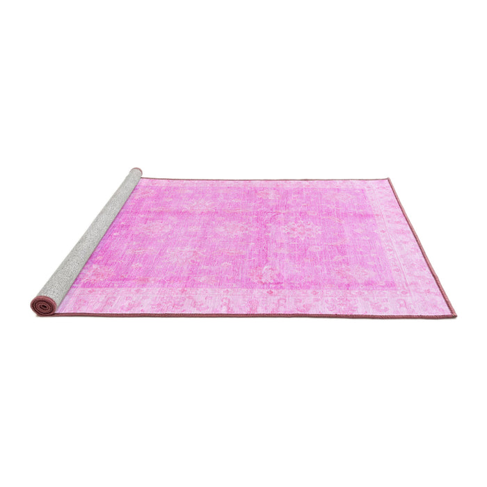 Sideview of Machine Washable Oriental Pink Traditional Rug, wshabs3467pnk