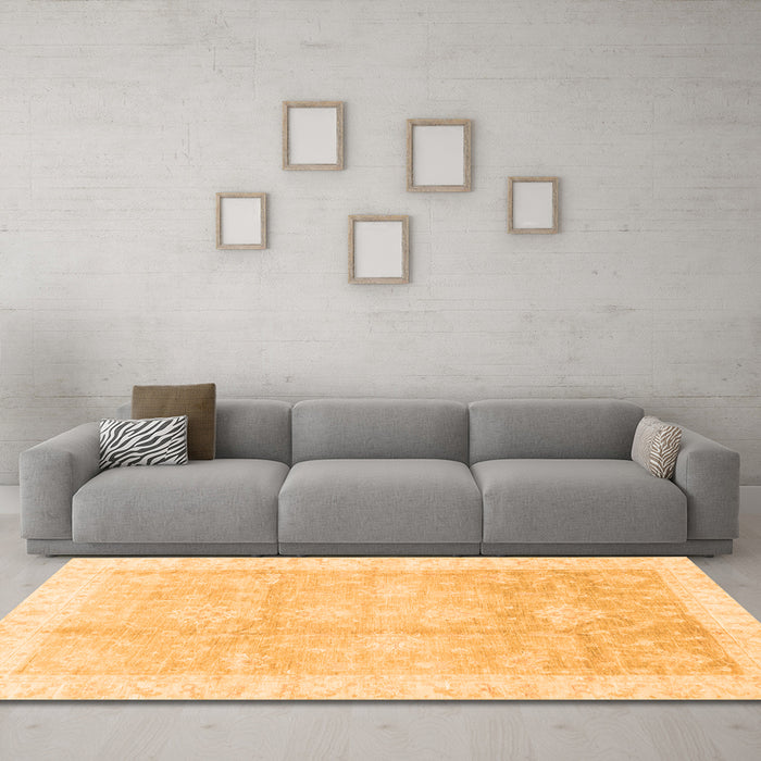 Machine Washable Oriental Orange Traditional Area Rugs in a Living Room, wshabs3467org