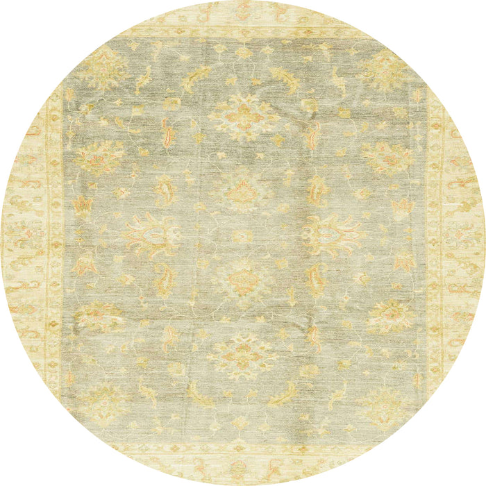 Round Abstract Sun Yellow Oriental Rug, abs3467