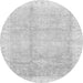 Round Machine Washable Oriental Gray Traditional Rug, wshabs3467gry