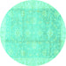 Round Oriental Turquoise Traditional Rug, abs3467turq