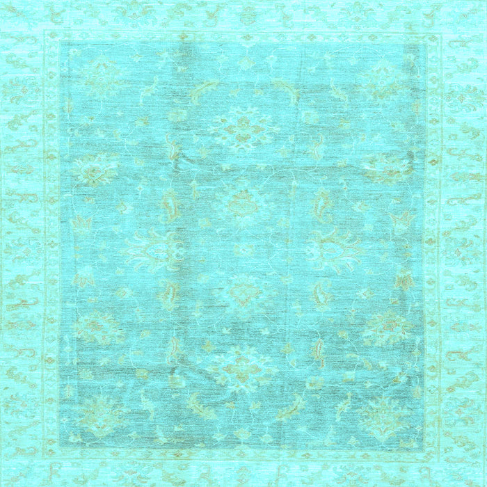 Square Machine Washable Oriental Light Blue Traditional Rug, wshabs3467lblu