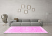 Machine Washable Oriental Pink Traditional Rug in a Living Room, wshabs3467pnk