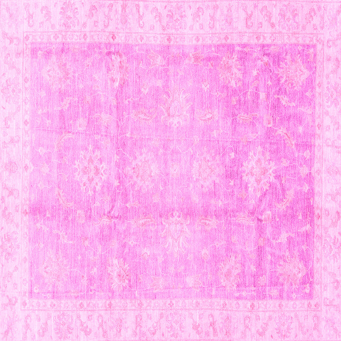 Square Machine Washable Oriental Pink Traditional Rug, wshabs3467pnk