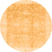 Round Oriental Orange Traditional Rug, abs3467org