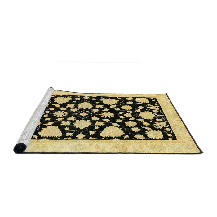 Sideview of Machine Washable Abstract Mustard Yellow Rug, wshabs3468