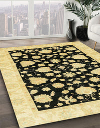 Abstract Mustard Yellow Oriental Rug, abs3468