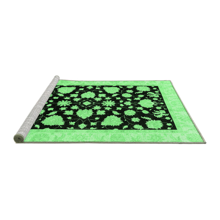 Sideview of Machine Washable Oriental Emerald Green Traditional Area Rugs, wshabs3468emgrn