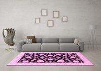 Machine Washable Oriental Pink Traditional Rug, wshabs3468pnk